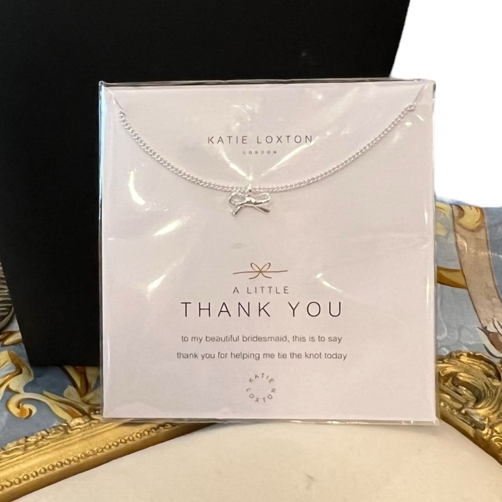 NEW‎ Katie Loxton London A Little THANK YOU Necklace Silver Wedding Tie The Knot